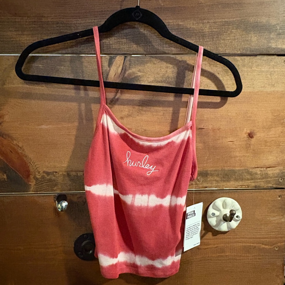 Hurley Pink and White Tie-Dye Camisole